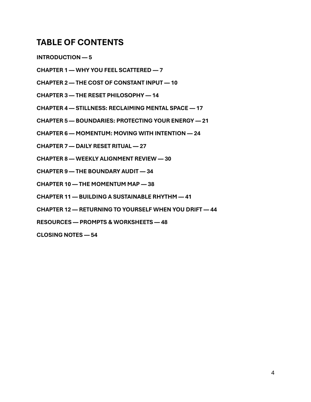 The Reset Workbook